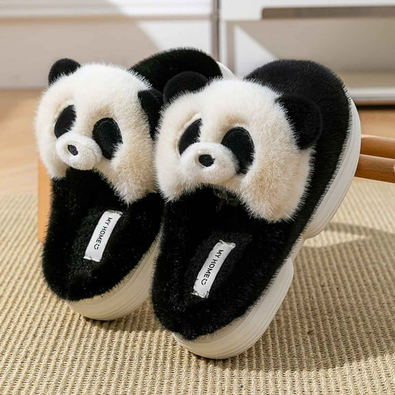 Censtreet Women's Winter Slippers, Plush Indoor Outdoor House Shoes, Cute Cartoon Cat Design with Non-Slip Sole