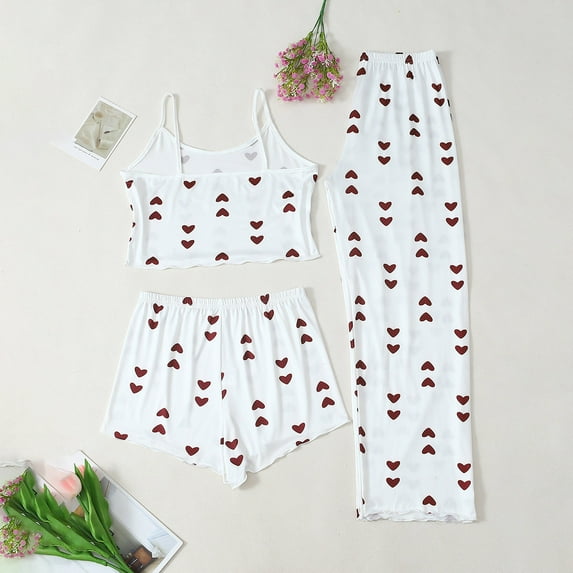 Censtreet Womens 3 Piece Pajama Sets Soft Sleeveless Tank Top and Shorts Pants Lounge Set