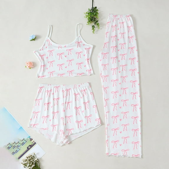 Censtreet Womens 3 Piece Pajama Sets Soft Sleeveless Tank Top and Shorts Pants Lounge Set