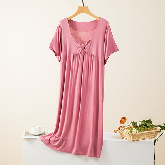 Censtreet Womens Cotton Nightshirt Soft Nightgowns Short Sleeve Casual Pajama Dress Sleepwear