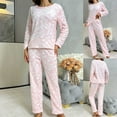 thumbnail image 1 of Censtreet Womens Flannel Lounge Set Cute Long Sleeve Pajama Sets Casual 2 Piece Pj Outfit Fall Winter Sleepwear Pockets, 1 of 9