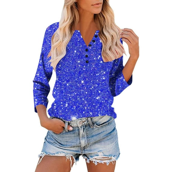 Censtreet Womens Henley Tops 3/4 Sleeve Shirts Thermal Pullover Casual Loose Fit Henley Neck Tunics