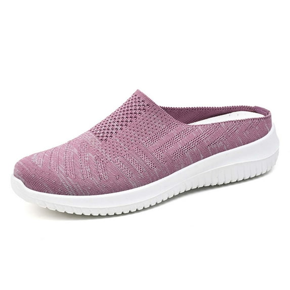 Censtreet Womens Mesh Mules Slip On Shoes Backless Sneakers Knit Flats Non-Slip Walking Shoes