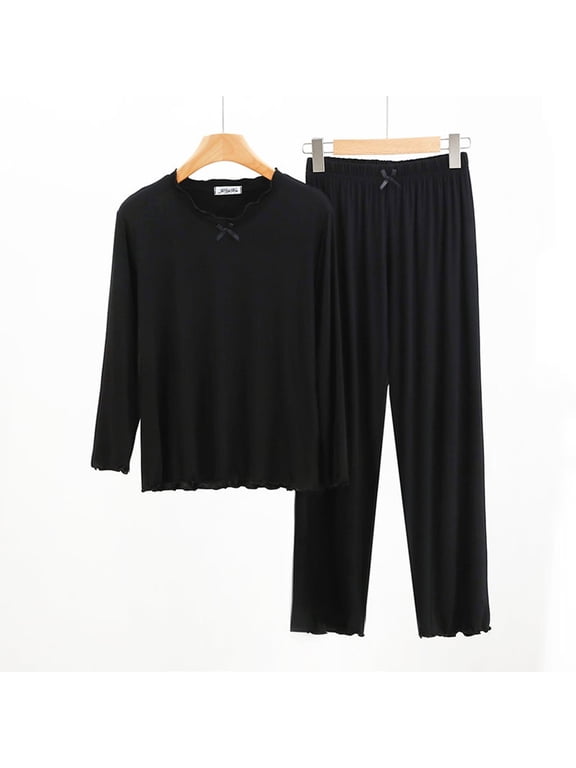 Womens Modal Pajama Sets Long Sleeve Lounge Sets Soft Pj Sleepwear Loungewear