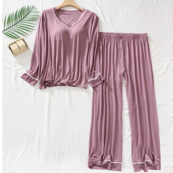 Censtreet Womens Modal Pajamas Sets 2 Piece Lounge Set Long Sleeve Tops with Chest Pad and Shorts Soft Pjs Loungewear