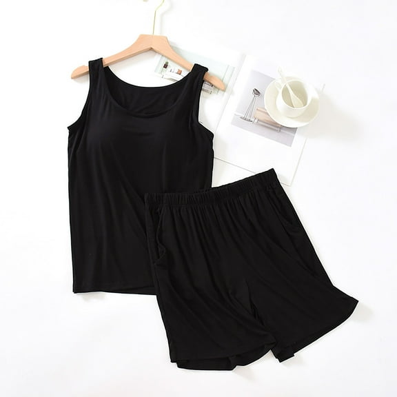 Censtreet Womens Pajamas Set Soft Comfy Sleeveless Sleepwear Tank and Shorts Pj Set Summer 2 Piece Loungewear