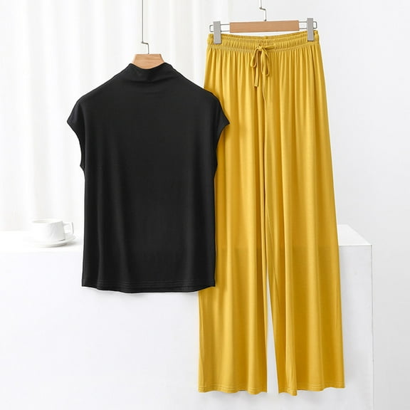 Censtreet Womens Pajamas Sets 2 Piece Short Sleeve Sleepwear Tops and Long Pants Soft Pjs Lounge Set