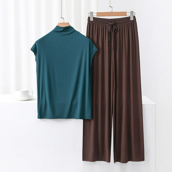 Censtreet Womens Pajamas Sets 2 Piece Short Sleeve Sleepwear Tops and Long Pants Soft Pjs Lounge Set