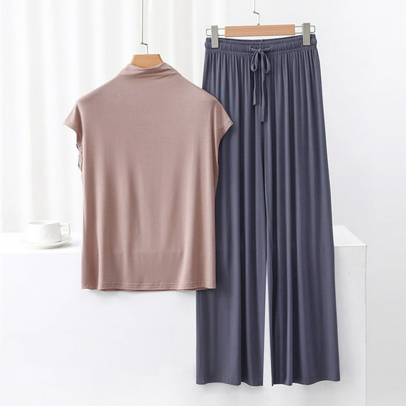 Censtreet Womens Pajamas Sets 2 Piece Short Sleeve Sleepwear Tops and Long Pants Soft Pjs Lounge Set