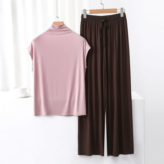 Censtreet Womens Pajamas Sets 2 Piece Short Sleeve Sleepwear Tops and Long Pants Soft Pjs Lounge Set