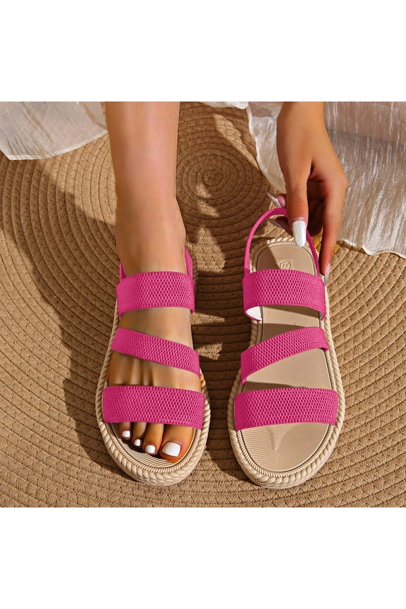 Womens Sandals Shoes Comfort Walking with Non Slip on Casual Summer Beach Shoes Dress Ankle Elastic Bohemian Flats