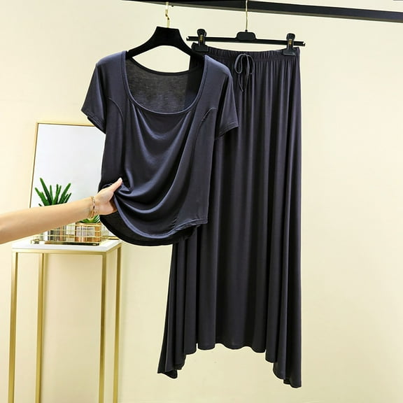 Censtreet Womens Skirt Sets 2 Piece Outfits 2025 Summer Casual Striped Short Sleeve Skirt And Top Set Travel Clothes