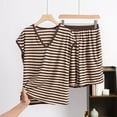 thumbnail image 1 of Censtreet Womens Stripe Pajama Set Short Sleeve 2 Pieces Sleepwear Nightwear Soft Modal Classic Pjs Lounge Sets, 1 of 3