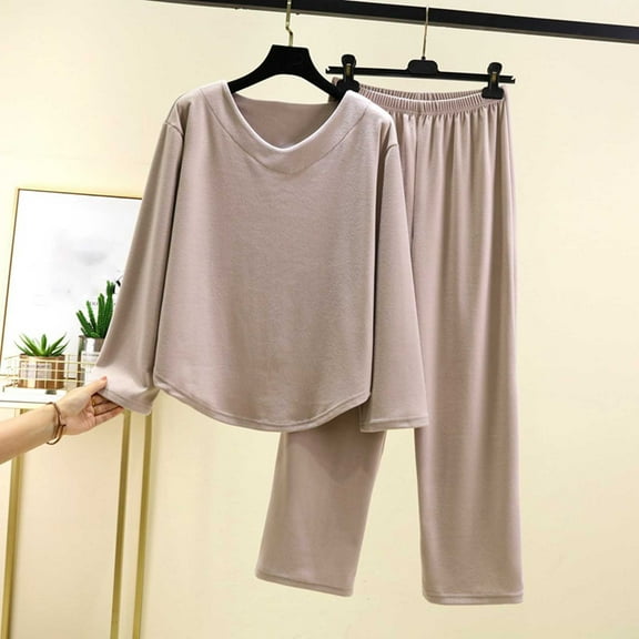 Censtreet Womens Winter Pajamas Set Soft Comfy Long Sleeve Sleepwear and Pants Pj Set Summer 2 Piece Loungewear