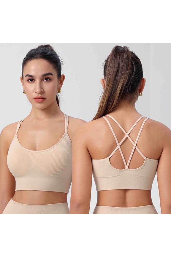 Yoga Butterluxe Womens U Back Sports Bra - Scoop Neck Padded Low Impact Yoga Clothes Workout Crop Top