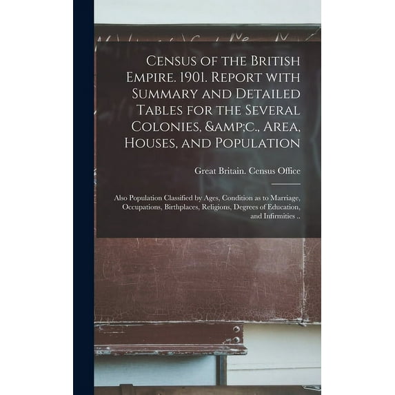 Census of the British Empire. 1901. Report With Summary and Detailed Tables for the Several Colonies, c., Area, Houses, and Population; Also . Birthplaces, Religions, Degrees Of. Hardcover Grea