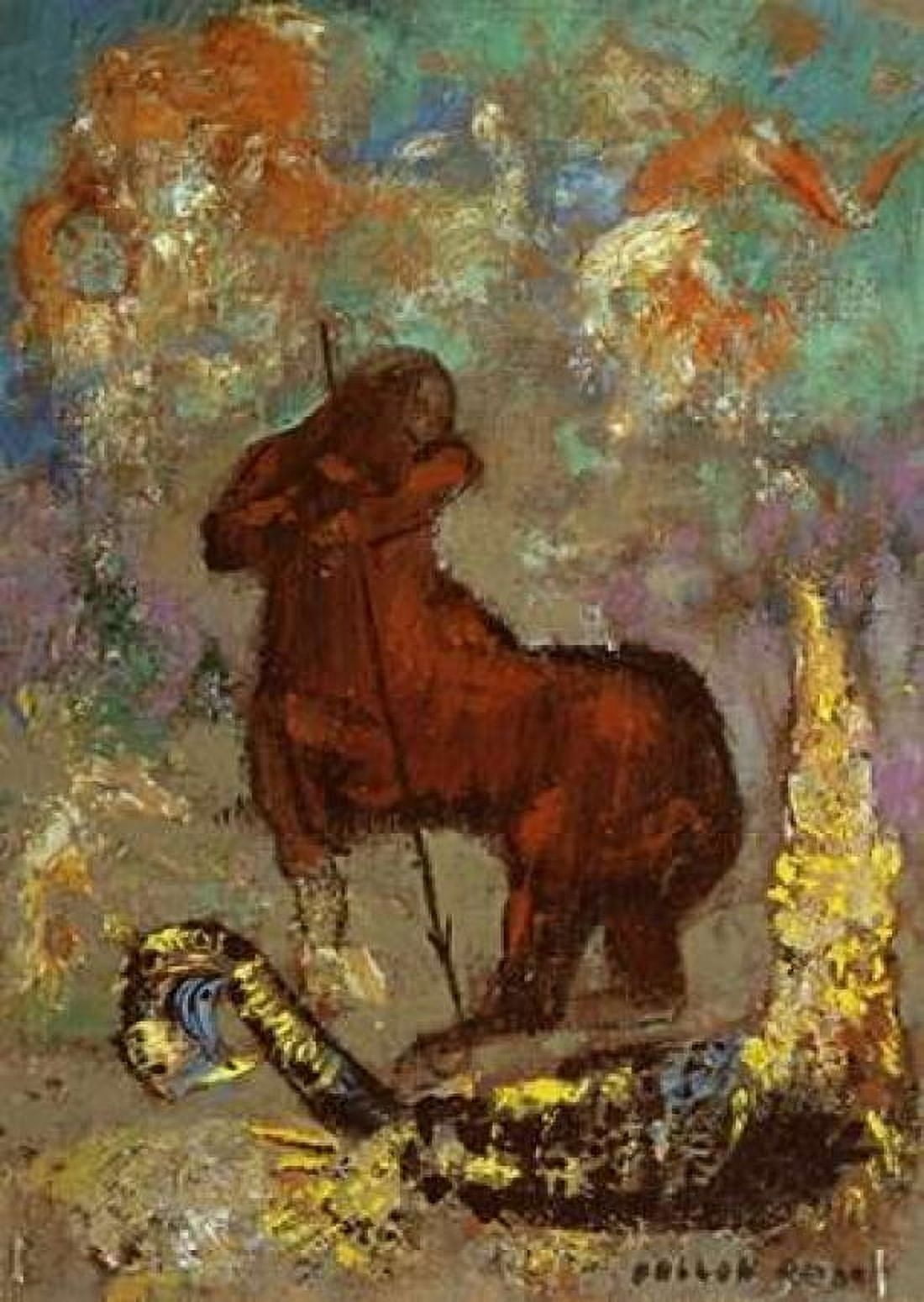 Centaur and Dragon Canvas Art - Odilion Redon (20 x 28)