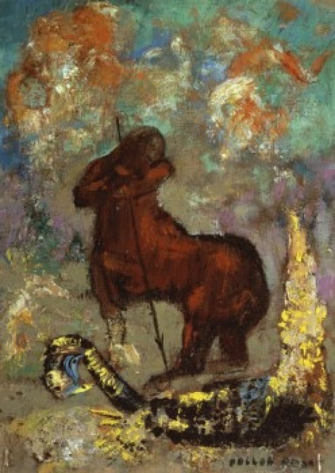 Centaur and Dragon c 1875 Odilon Redon (1840-1916French) Canvas Art - Odilon Redon (18 x 24)