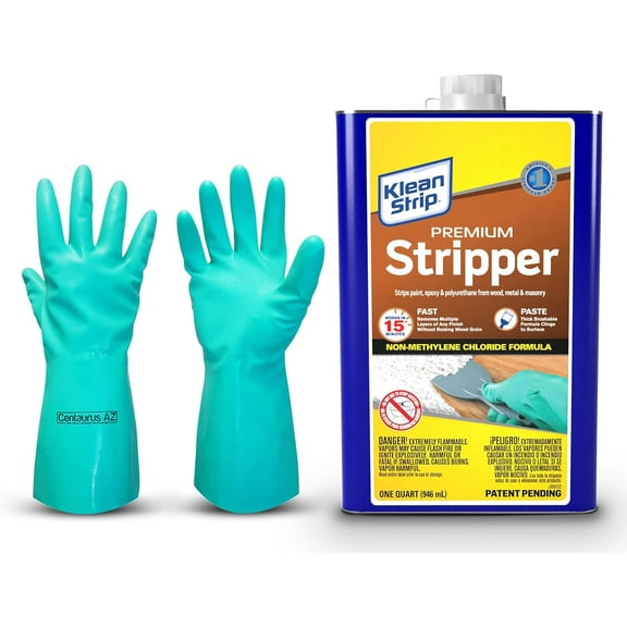 Klean Strip Premium Stripper Wood Non-Methylene Chloride Formula with Centaurs AZ Gloves -1 QT