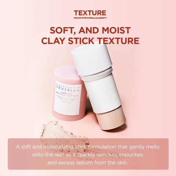 Centella-Infused Pore-Refining Clay Stick Mask | 3-Minute Quick Detox + 12H Hydration-Lock for Smooth, Bounce-Back Skin
