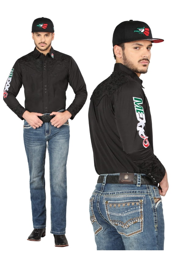 Men's Dark Blue Premium Embroidered Bootcut Denim Jeans 'Centenario' 44967