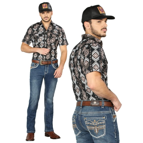 Men's Premium Embroidered Bootcut Denim Jeans 'Centenario' Dark Blue 44970