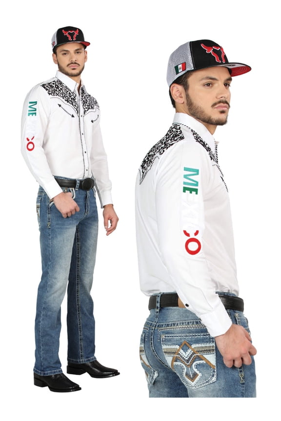 Men's Premium Embroidered Bootcut Denim Jeans 'Centenario' Medium Blue 44965