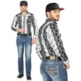 thumbnail image 1 of Men's Premium Embroidered Bootcut Denim Jeans 'Centenario' Medium Blue 44971, 1 of 5