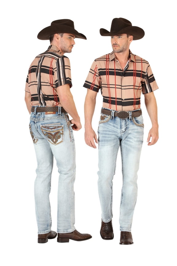 Centenario Men's Premium Denim Boot Cut Pants - Light Blue 45531