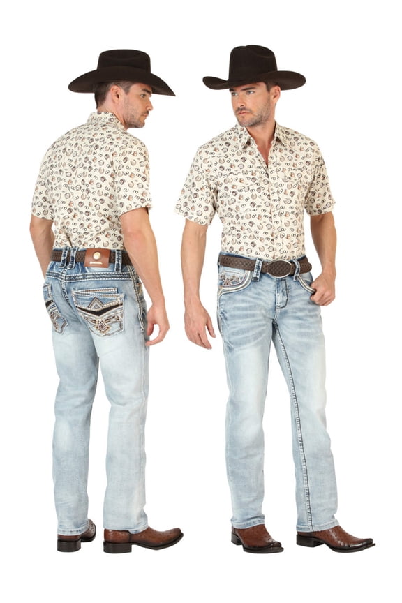 Centenario Men's Premium Denim Boot Cut Pants - Medium Blue 45533