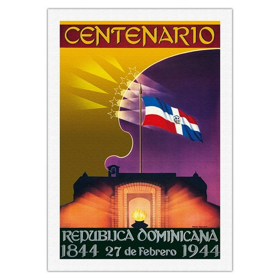 Centennial - Dominican Republic - 27th of February 1944-1844 - Vintage Travel Poster by George Hausdorf c.1940 - Fine Art Rolled Canvas Print 27in x 40in