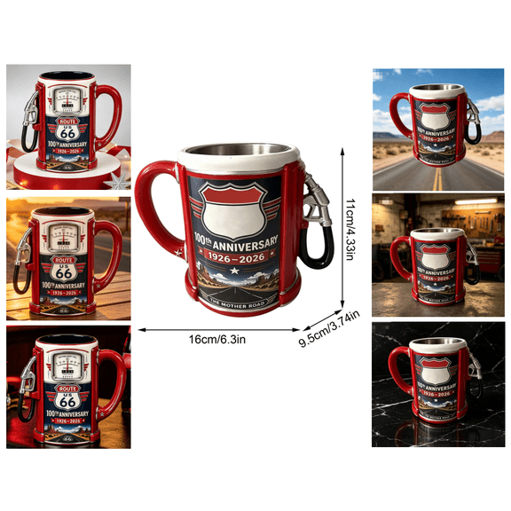 Centennial Fuel Pump Mug 1926-2026 Ceramic Coffee Cup, 100th Anniversary Retro Gas Station Tankard with Fuel Nozzle Handle,Vintage Mother Road Collectible Drinkware Gift