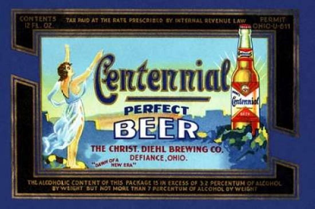 Centennial Perfect Beer Label Canvas Art - Vintage Booze Labels (24 x 36)