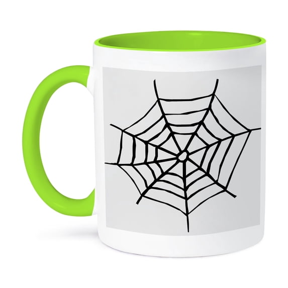 3dRose, Center Black Spider Web- Halloween Art, 15oz Two-Tone Green Mug
