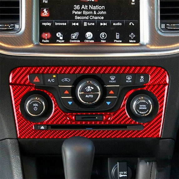 Center Console A/C Panel Cover Trim For Dodge Charger 2011-2014 Red Carbon Fiber