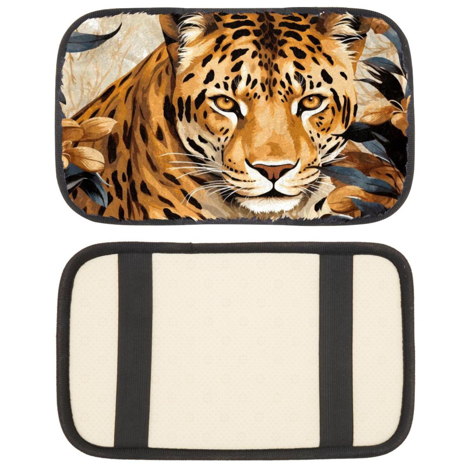 Center Console Armrest Cushion 12.5" x 8.2" Leopard Car Handrail Box