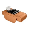 thumbnail image 1 of Center Console Armrest Cushion Car Organizer Pad – 4-in-1 Universal Handrest Cover with Cup Holder & Phone Stand for SUV Truck & Sedan Brown, 1 of 4