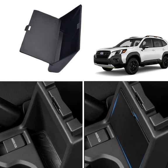 Center Console Armrest Hidden Storage Box Black For 2025 2026 Subaru Forester