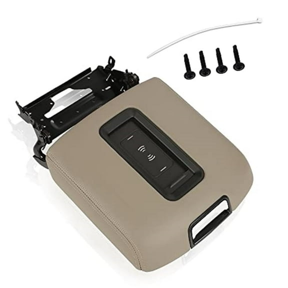 Center Console Armrest Lid w/Wireless Charger Fit for Chevrolet Tahoe/Suburban GMC Yukon/Yukon XL 2015-2019 Center Console Lid Kit Brown