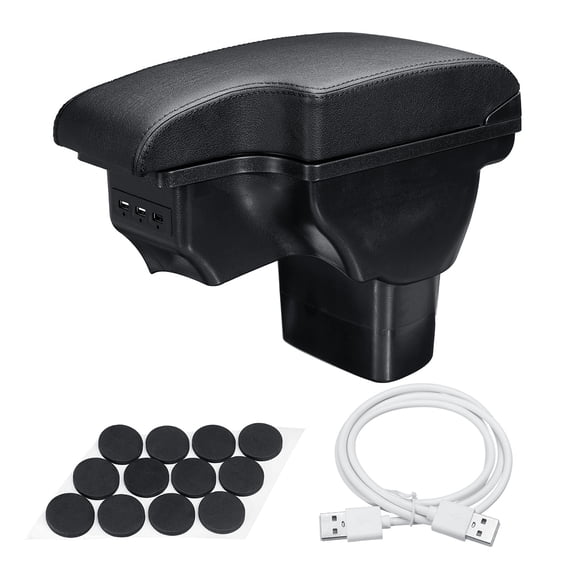 Center Console Armrest Storage Box Replaces for Nissan Juke / Infiniti ESQ 2011-2019, Leather & ABS Car Interior Storage Center Console with 3 USB Ports, Black