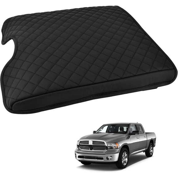 Center Console Cover Compatible with 2013-2024 2500/3500/1500 Classic Model Jump Seat Console, PU Leather Armrest Mat Covers for , Middle Console Cover Lid