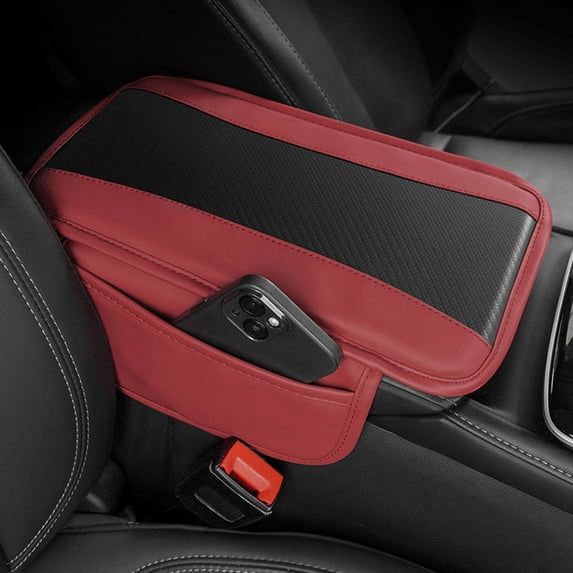 Center Console Cover with Storage Bag, Leather Comfort Armrest Cover for Car Decorations & Height Car Armrest Cushion, Universal Car Arm Rest Cover Pad for Most Vehicles