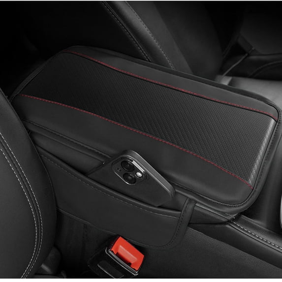 Center Console Cover with Storage Bag, Leather Comfort Armrest Cover for Car Decorations & Height Car Armrest Cushion, Universal Car Arm Rest Cover Pad for Most Vehicles