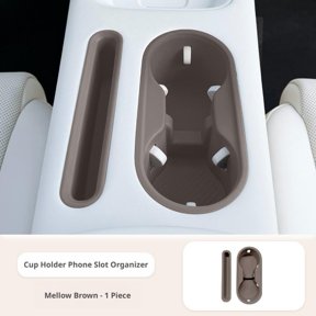 Center Console Cup Holder Insert for Model 5, TPE Car Cup Holder Organizer with Side Storage Slot, Fits Original