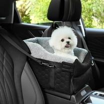 Center Console Dog Car Seat, Detachable Washable Dog Booster Seat, Adjustable Safety Belts and Built-in Leash Pet Carseat, Portable Puppy Travel Carrier with Cushion for Small Dogs Cat(Black)