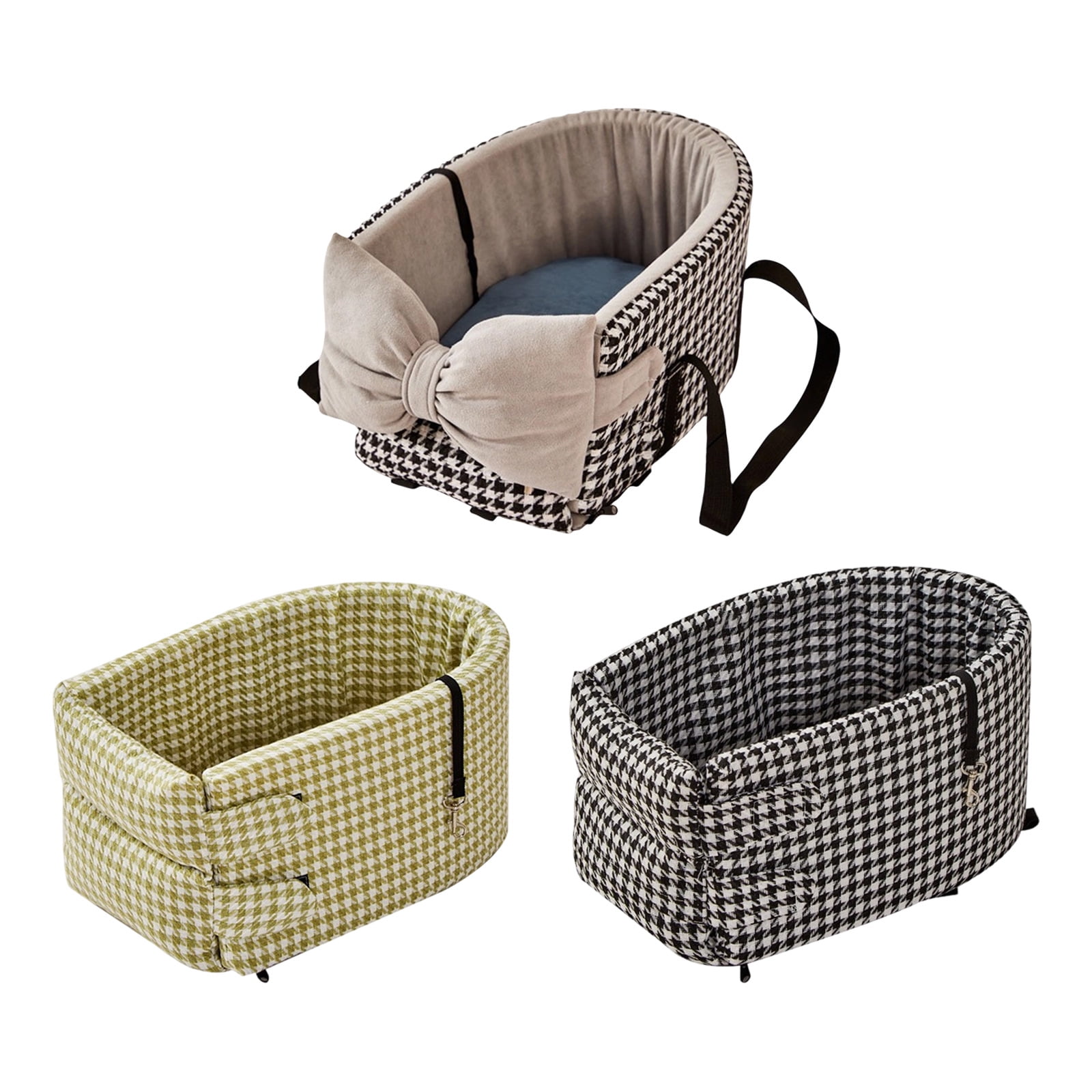 Center Console Dog Car Seat - Dog Car Beds for Medium Dogs - Pet Under 13 Pound Washable Comfortable Travel Mat with Pad Houndstooth A, 1Pcs, 17.3x11.4x8.6 Inches