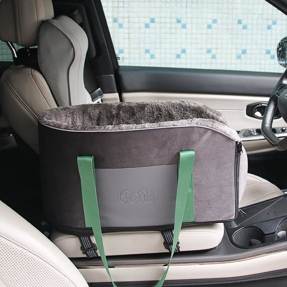 Center Console Dog Car Seat for Small Dogs & Cats, Elevated Plush Pet Car Seat with Safety Leash, Washable Carrier, Fits Front Vehicle Console (Up to 10 lbs)Thickened pet bag