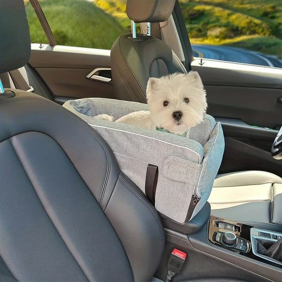 Center Console Dog Car Seat for Small Dogs Pets up to 12 lbs Pet Booster Car Seat with Additional Safety Belt Puppy Rope Hook Warmth, Soft, Comfortable and Washable