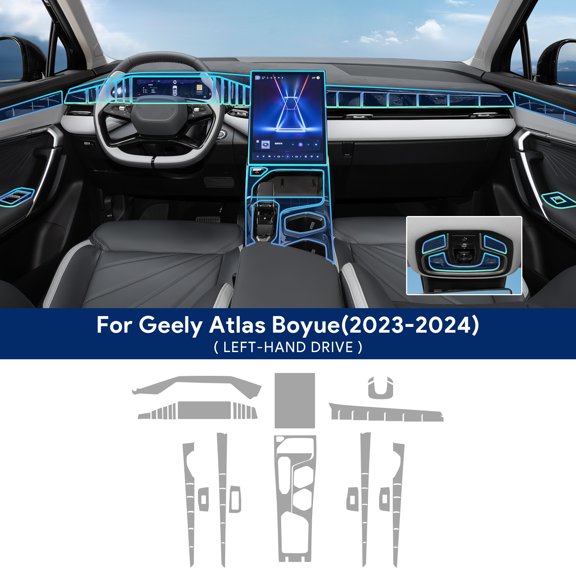 Center Console Gear Navigator Door TPU Sticker Transparent Protective Interior Film for Geely Atlas Boyue 2023 2024 Accessories