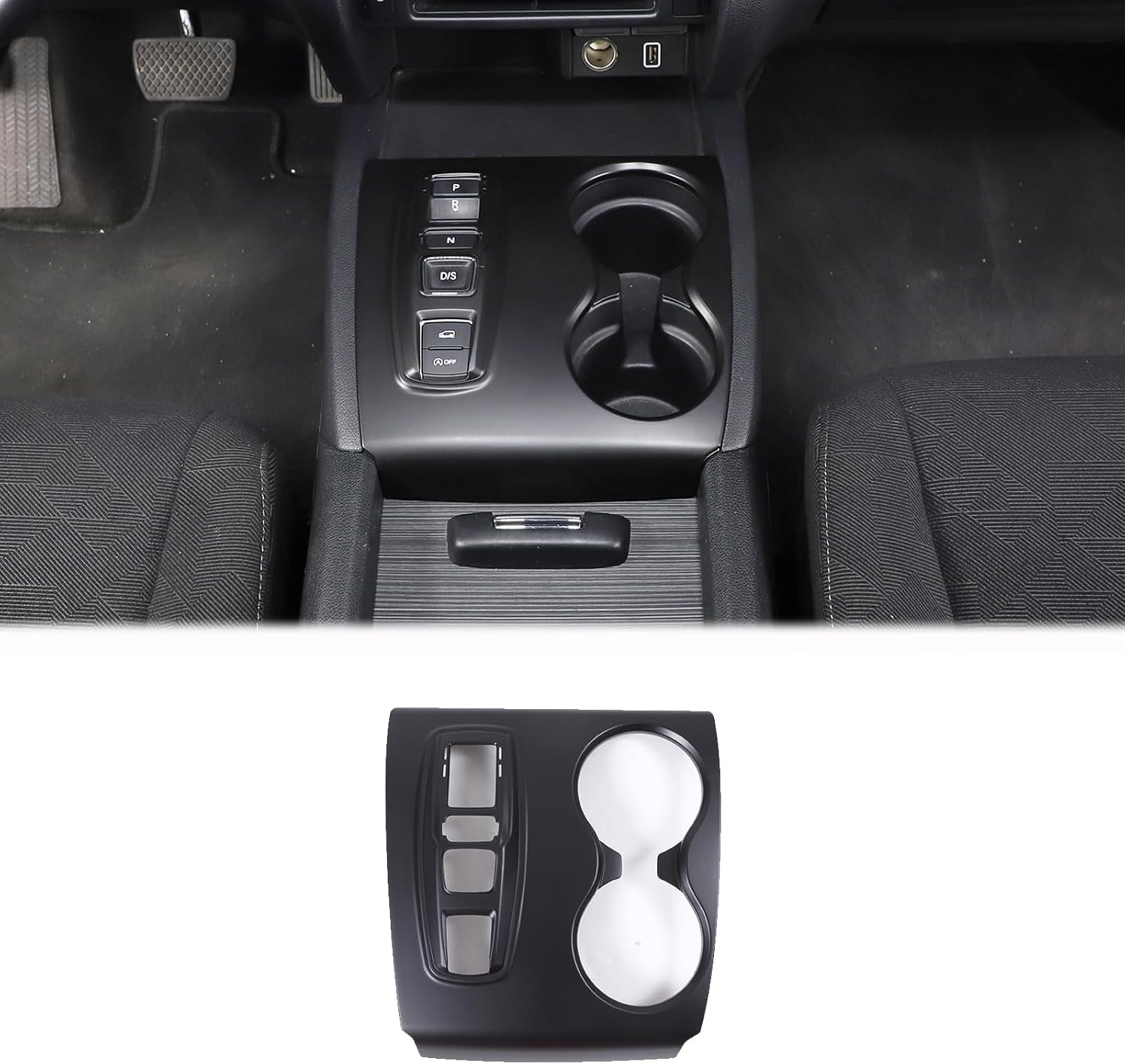 Center Console Gear Shift Panel Cup Holder Cover Trim Compatible with Honda Pilot 2016-2022/ Ridgeline 2020-2023/ Passport 2019-2023 Accessories